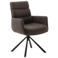 ARMLEHNSTUHL  Stoffauswahl, Typenauswahl, Sitzfläche 360° drehbar, Gestellauswahl Webstoff  Schwarz, Cappuccino  - Schwarz/Cappuccino, Design, Textil/Metall (61/90/64cm) - Dieter Knoll