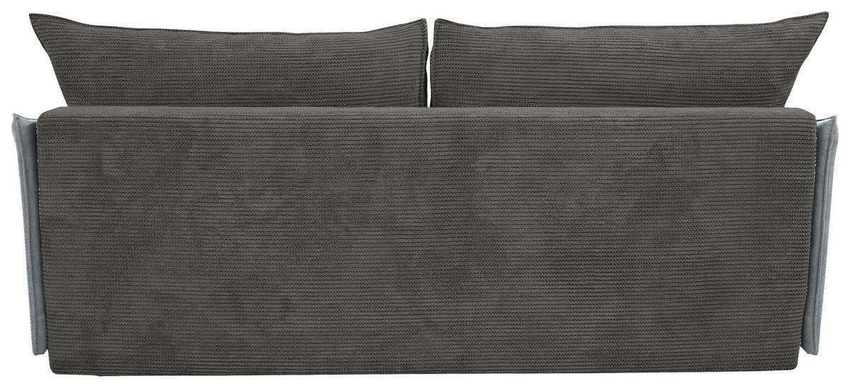 SCHLAFSOFA  mit Liegefunktion, Rücken echt Cord, Flachgewebe Grau  - Schwarz/Grau, KONVENTIONELL, Textil/Metall (223/72/100cm) - Carryhome