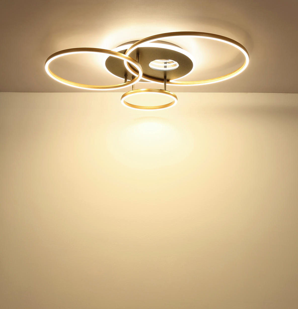 LED-DECKENLEUCHTE 90/70/13 cm   - Anthrazit/Goldfarben, Design, Kunststoff/Metall (90/70/13cm) - Globo