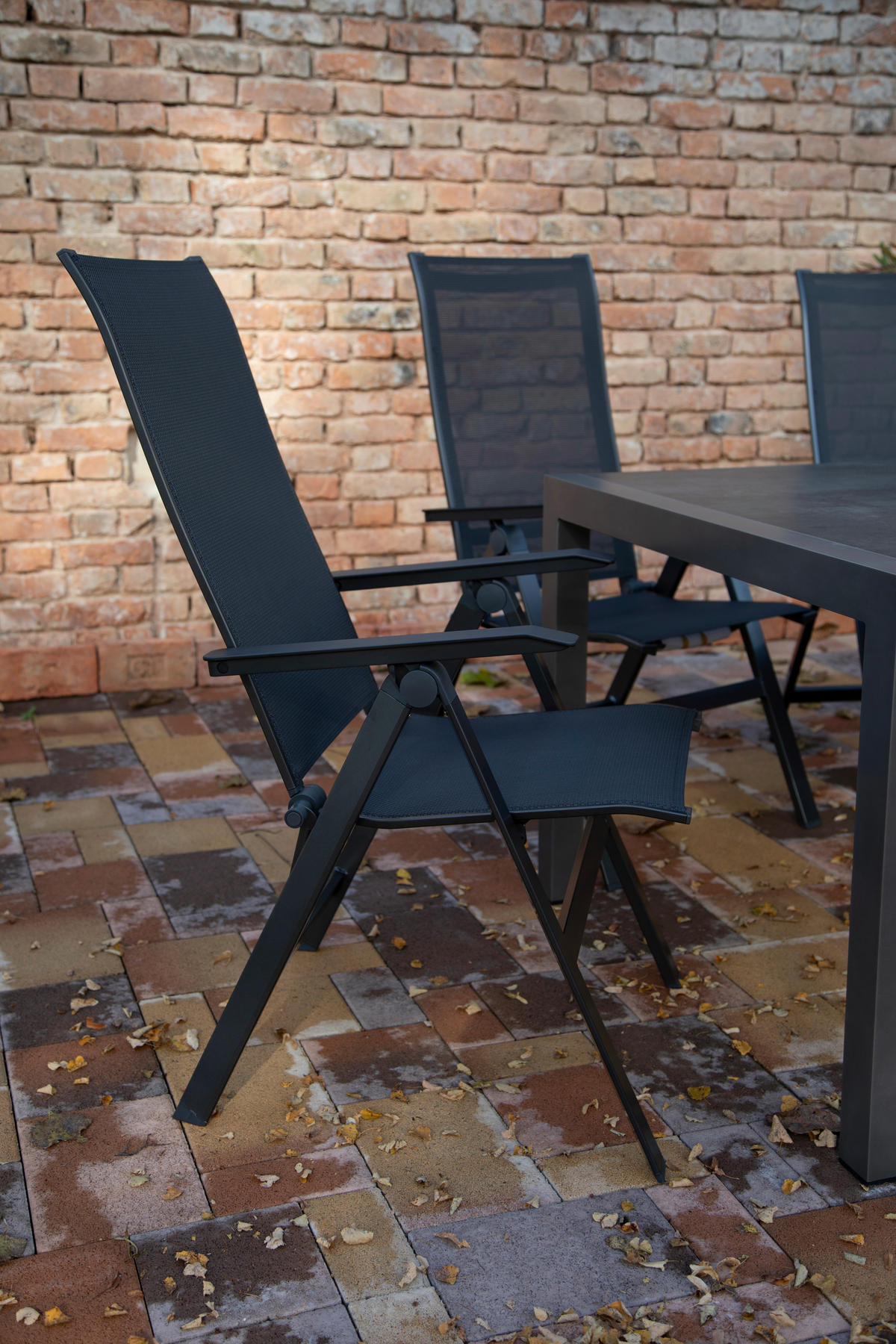 GARTENSET beschichtet Aluminium  - Anthrazit/Schwarz, Basics, Textil/Metall (160+60/98/74cm) - Acamp