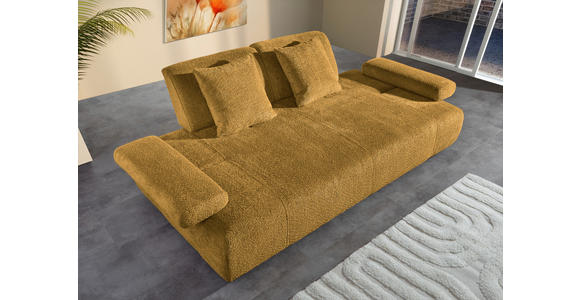 SCHLAFSOFA in Chenille Senfgelb - Senfgelb/Schwarz, KONVENTIONELL, Kunststoff/Textil (235-255/80/116-138cm) - Carryhome