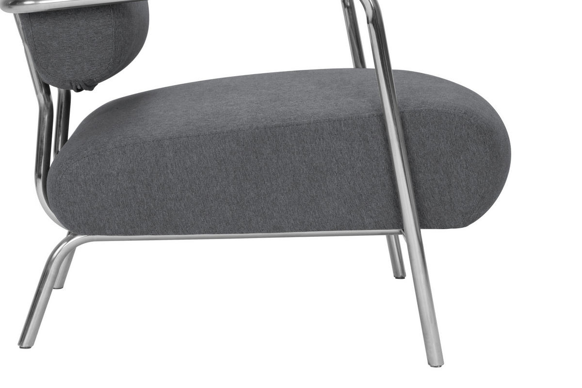 SESSEL in Leinenoptik Grau, Chromfarben  - Chromfarben/Grau, Trend, Textil/Metall (70/82/74cm) - Livetastic