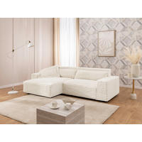ECKSOFA Cord Beige  - Beige/Schwarz, Design, Kunststoff/Textil (251/142cm) - P & B