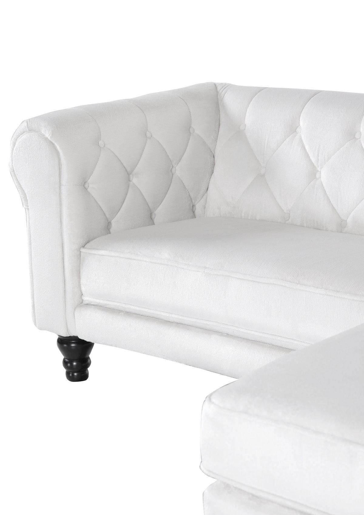 ECKSOFA in Plüsch Weiß  260/160 cm  - Dunkelbraun/Weiß, Design, Holz/Textil (260/160cm) - MID.YOU