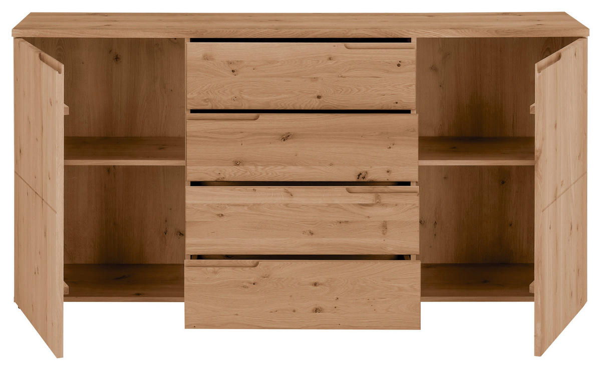 TÁLALÓSZEKRÉNY 165/80/40 cm  - tölgyfa színű/ezüstszínű, Design, műanyag/faalapú anyag (165/80/40cm) - Linea Natura