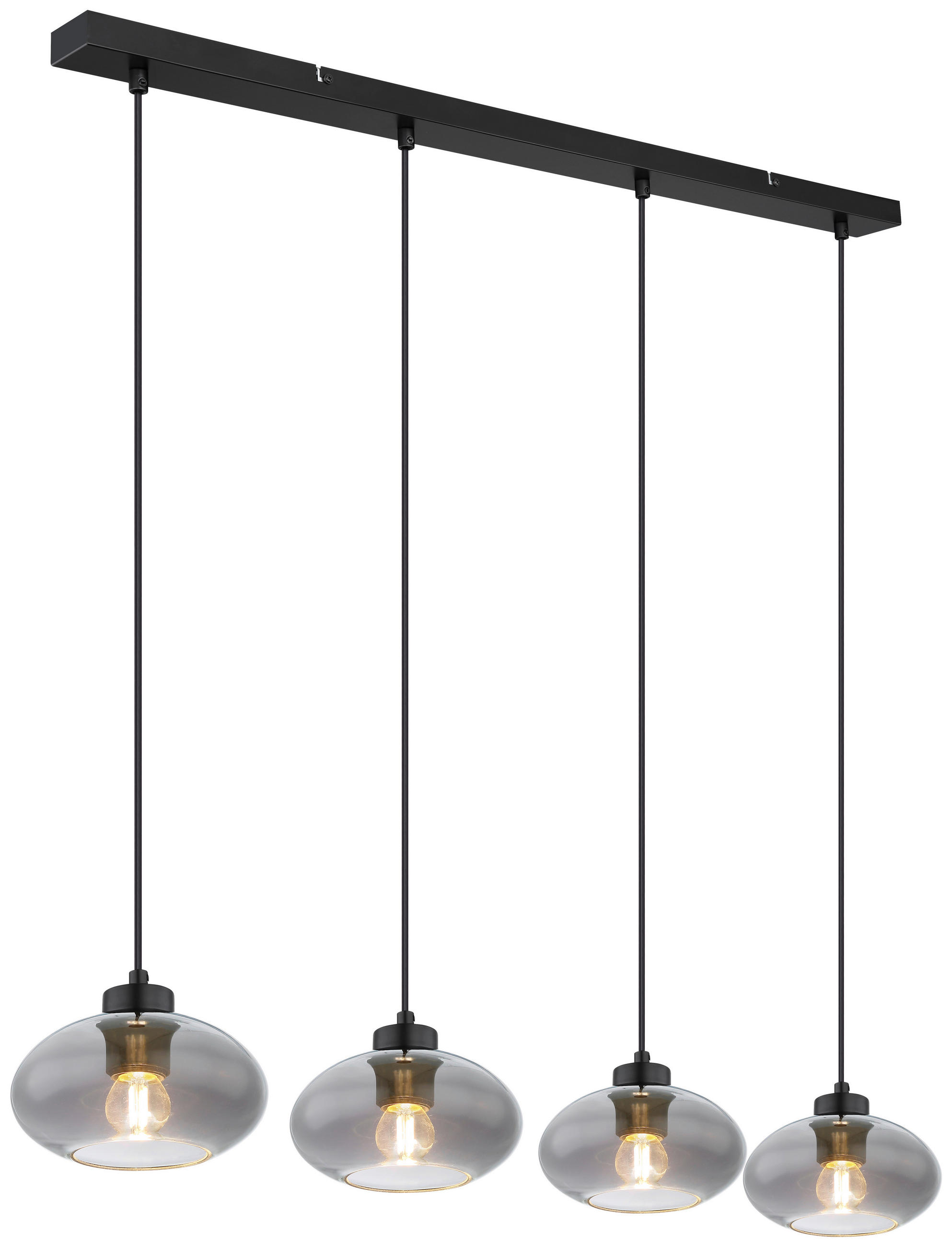 HÄNGELEUCHTE 96/18/120 cm   - Schwarz, Design, Glas/Metall (96/18/120cm) - Novel