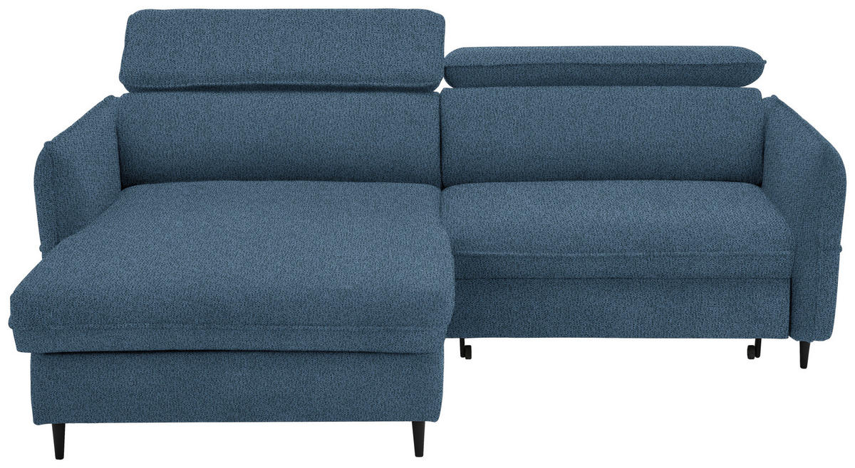 ECKSOFA inkl. Funktionen Dunkelblau Flachgewebe  - Schwarz/Dunkelblau, Design, Holz/Textil (185/232cm) - Stylife