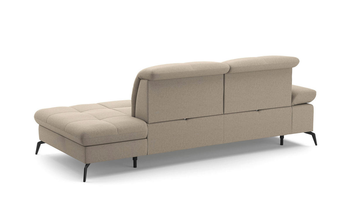 RÉCAMIERE in Flachgewebe Taupe  - Taupe/Schwarz, Konventionell, Textil/Metall (231/90/122cm) - Sit & More