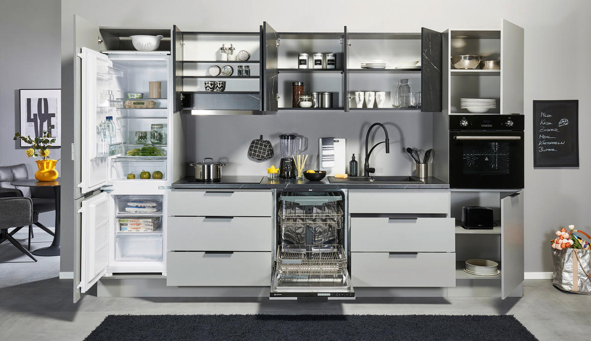 KÜCHENLEERBLOCK 340 cm   in Grau  - Schwarz/Grau, Design, Holzwerkstoff/Metall (340cm) - MID.YOU