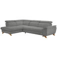 ECKSOFA in Bouclé Hellgrau  - Eichefarben/Hellgrau, MODERN, Holz/Textil (212/287cm) - Valnatura