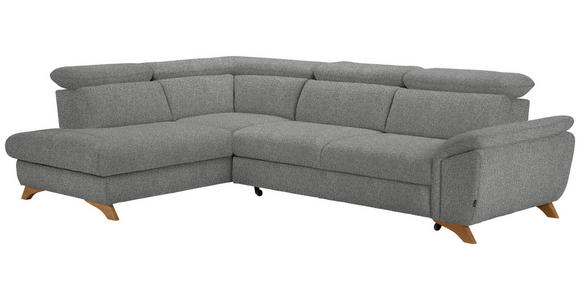 ECKSOFA in Bouclé Hellgrau  - Eichefarben/Hellgrau, MODERN, Holz/Textil (212/287cm) - Valnatura