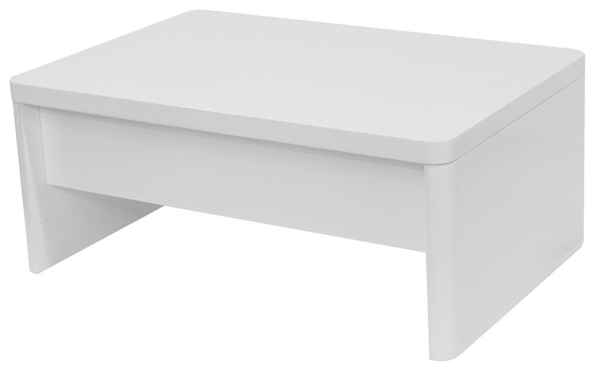 COUCHTISCH 90/60/38-63 cm rechteckig Weiß  - Weiß, KONVENTIONELL, Holzwerkstoff/Metall (90/60/38-63cm) - Xora