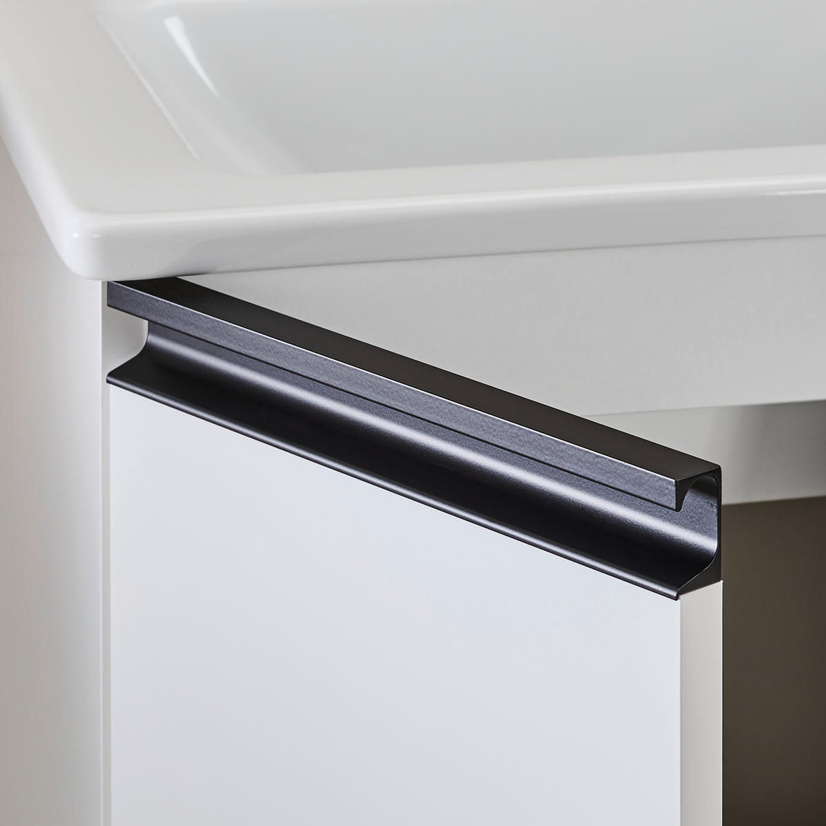 BADEZIMMER 3-teilig  in  - Weiß Hochglanz/Schwarz, MODERN, Glas/Keramik (60/119/46cm) - MID.YOU