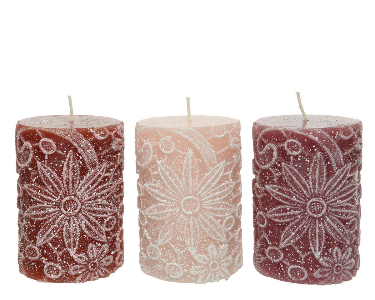 Lumânare - roz antic/roșu, Basics (7/10cm)