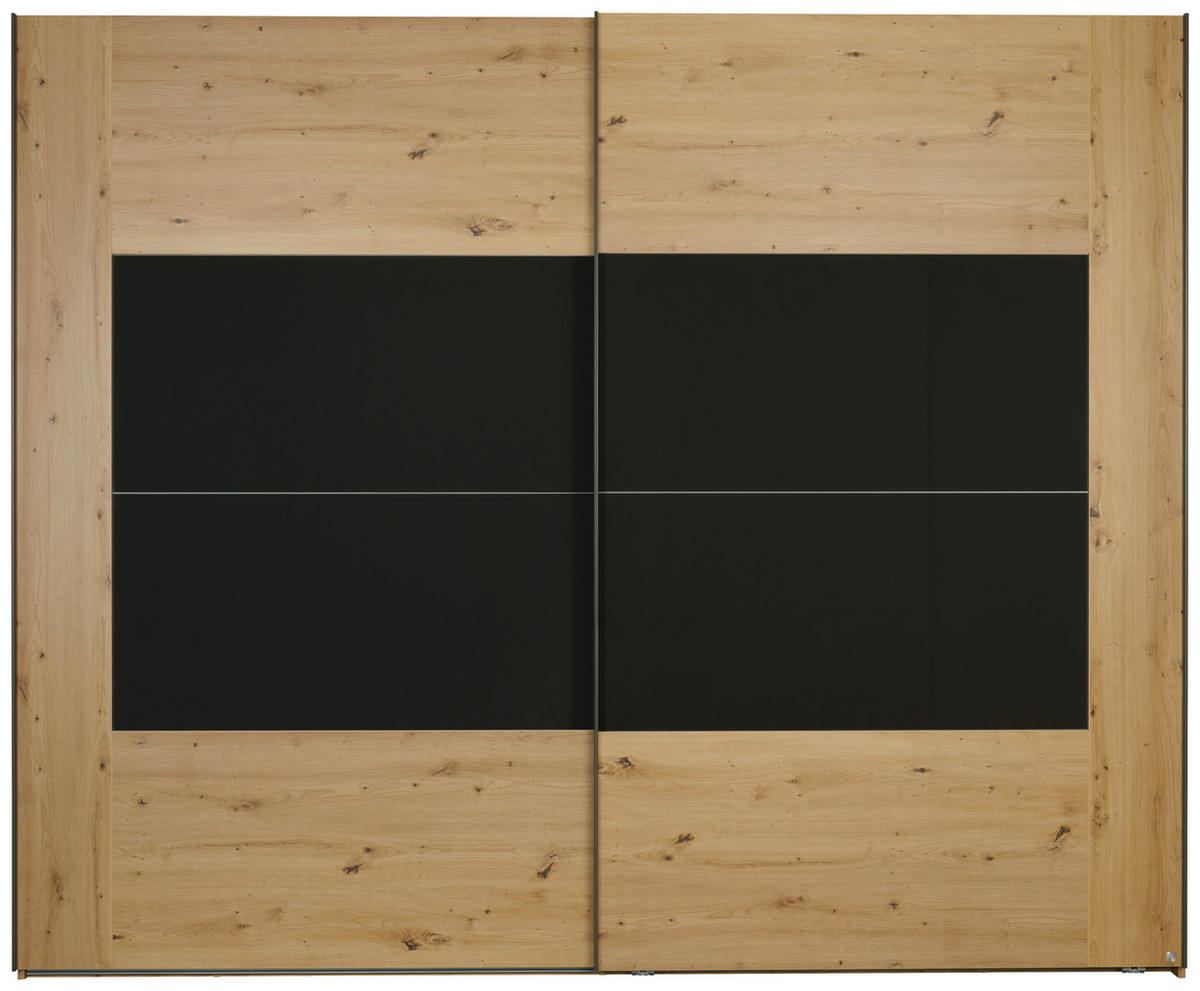 SCHWEBETÜRENSCHRANK in Eichefarben, Dunkelgrau  - Eichefarben/Dunkelgrau, Konventionell, Glas/Holzwerkstoff (226/223/69cm) - Xora