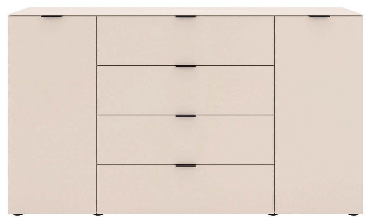 SIDEBOARD  160/94/40 cm 4 Schublade(n)  - Kaschmir/Schwarz, Basics, Glas/Holzwerkstoff (160/94/40cm) - Novel