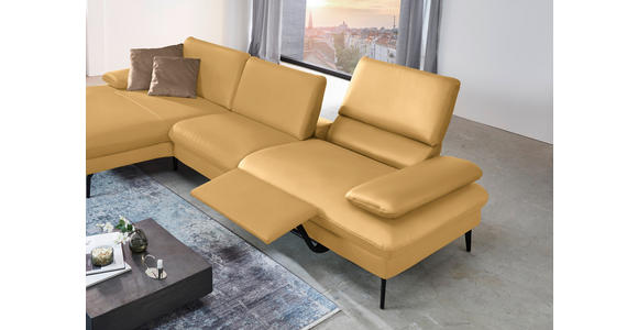 ECKSOFA in Echtleder Gelb 157/325 cm - Gelb/Schwarz, Design, Leder/Metall (157/325cm) - Dieter Knoll