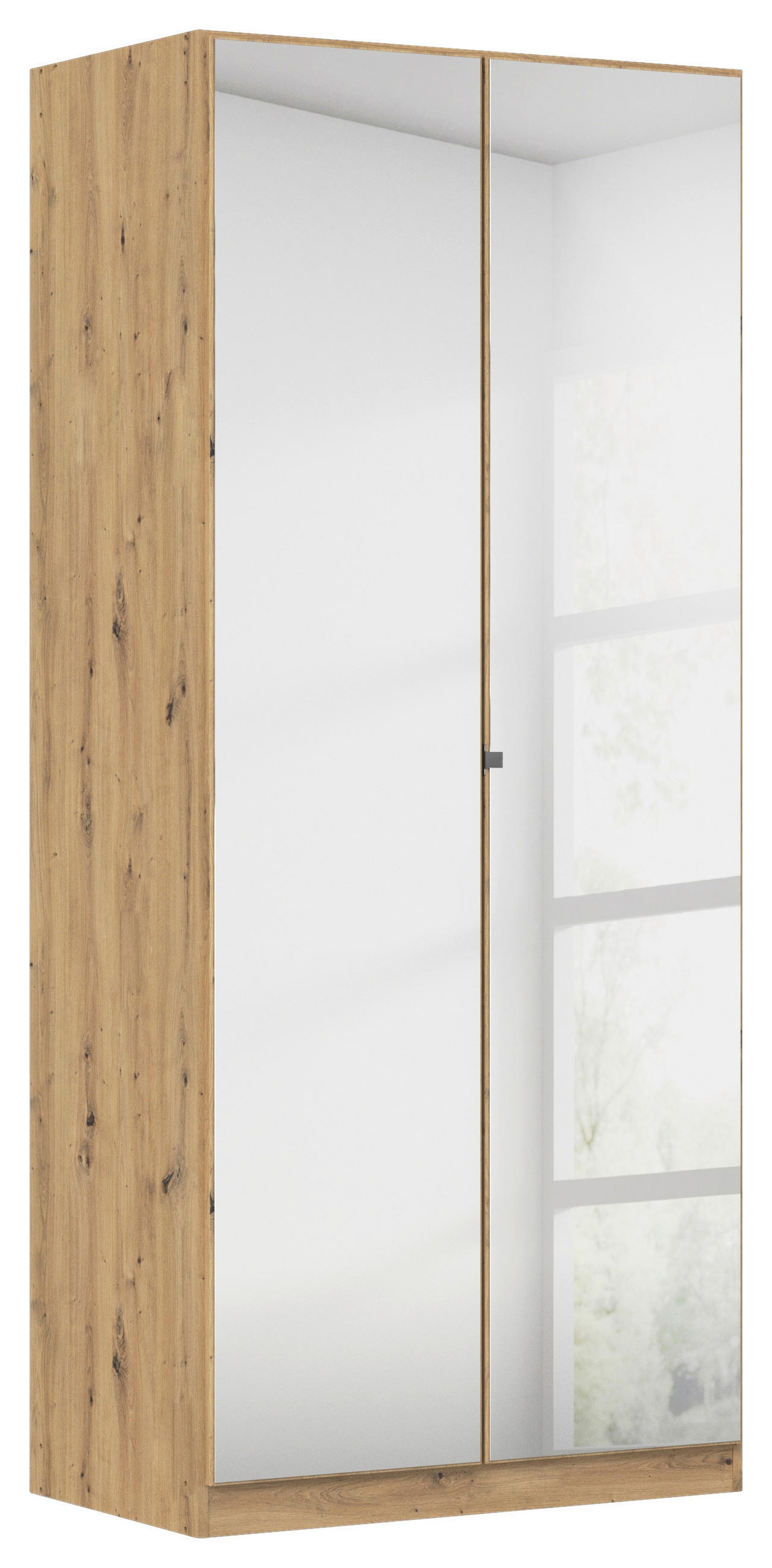 Drehtürenschrank Mit Spiegel 91 Cm Reflect, Eiche
