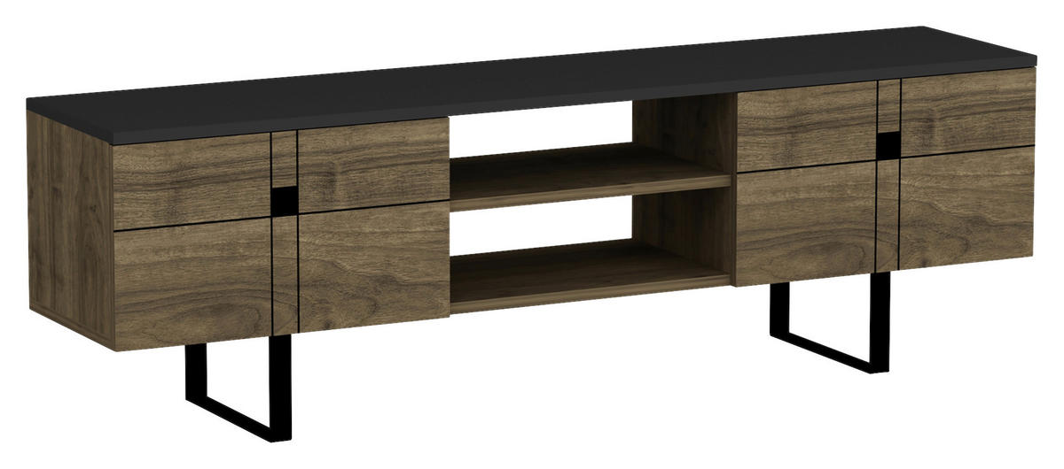 NÍZKÁ KOMODA, tmavý dub, 160/50/35 cm - černá/tmavý dub, Design, kompozitní dřevo (160/50/35cm) - Livetastic