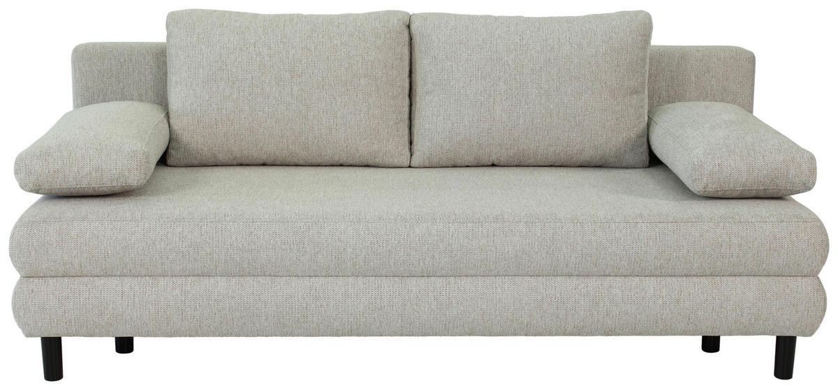 SCHLAFSOFA Webstoff Taupe  - Taupe/Schwarz, Design, Textil/Metall (197/84/92,5cm) - home24
