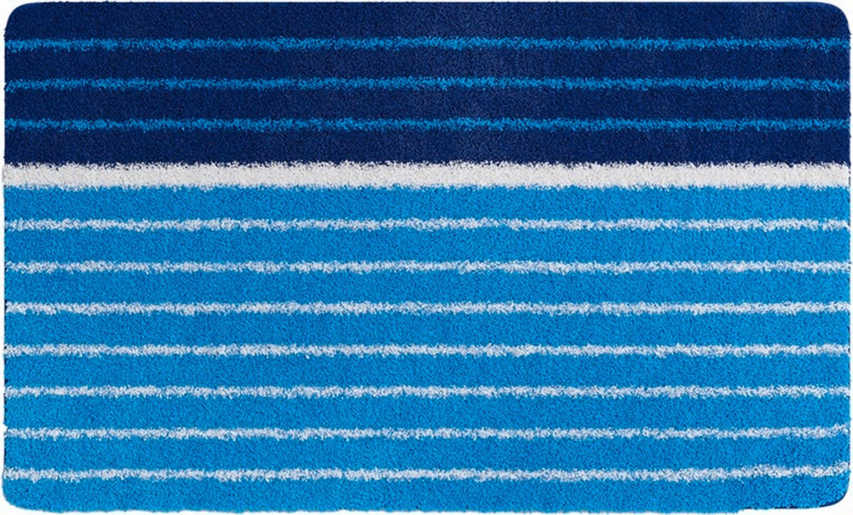 BADEMATTE Blau 60/100 cm  - Blau, Design, Kunststoff/Textil (60/100cm) - Grund