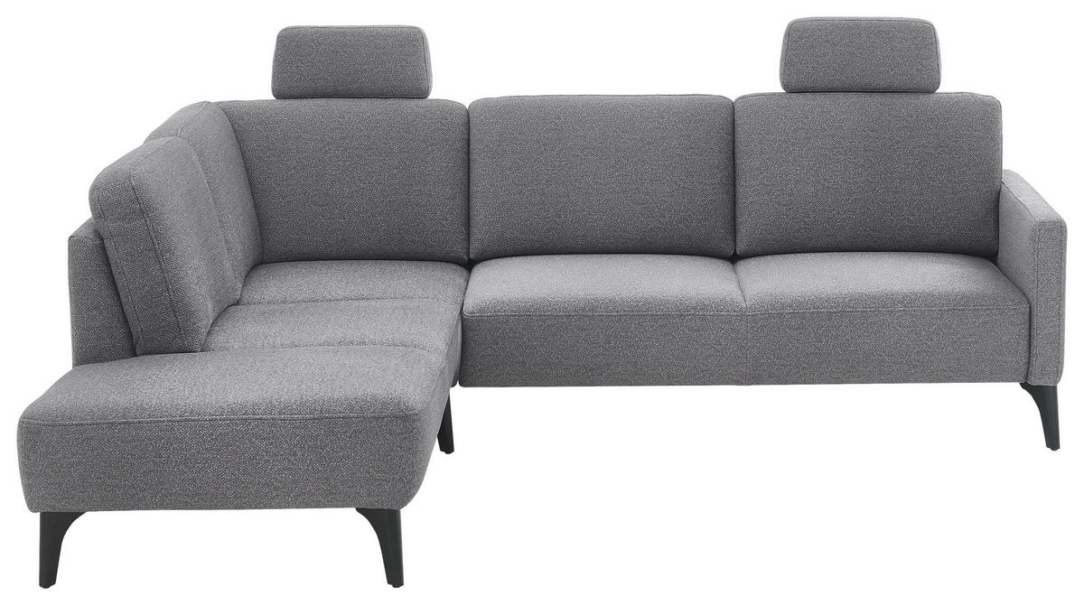 ECKSOFA Grau Flachgewebe  - Schwarz/Grau, KONVENTIONELL, Textil/Metall (218/255cm) - Elegando