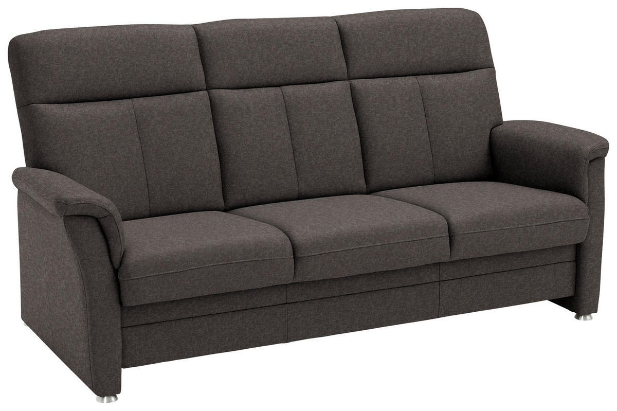 3-SITZER-SOFA Flachgewebe Dunkelbraun  - Dunkelbraun/Alufarben, Konventionell, Textil/Metall (194/100/89cm) - Beldomo Comfort