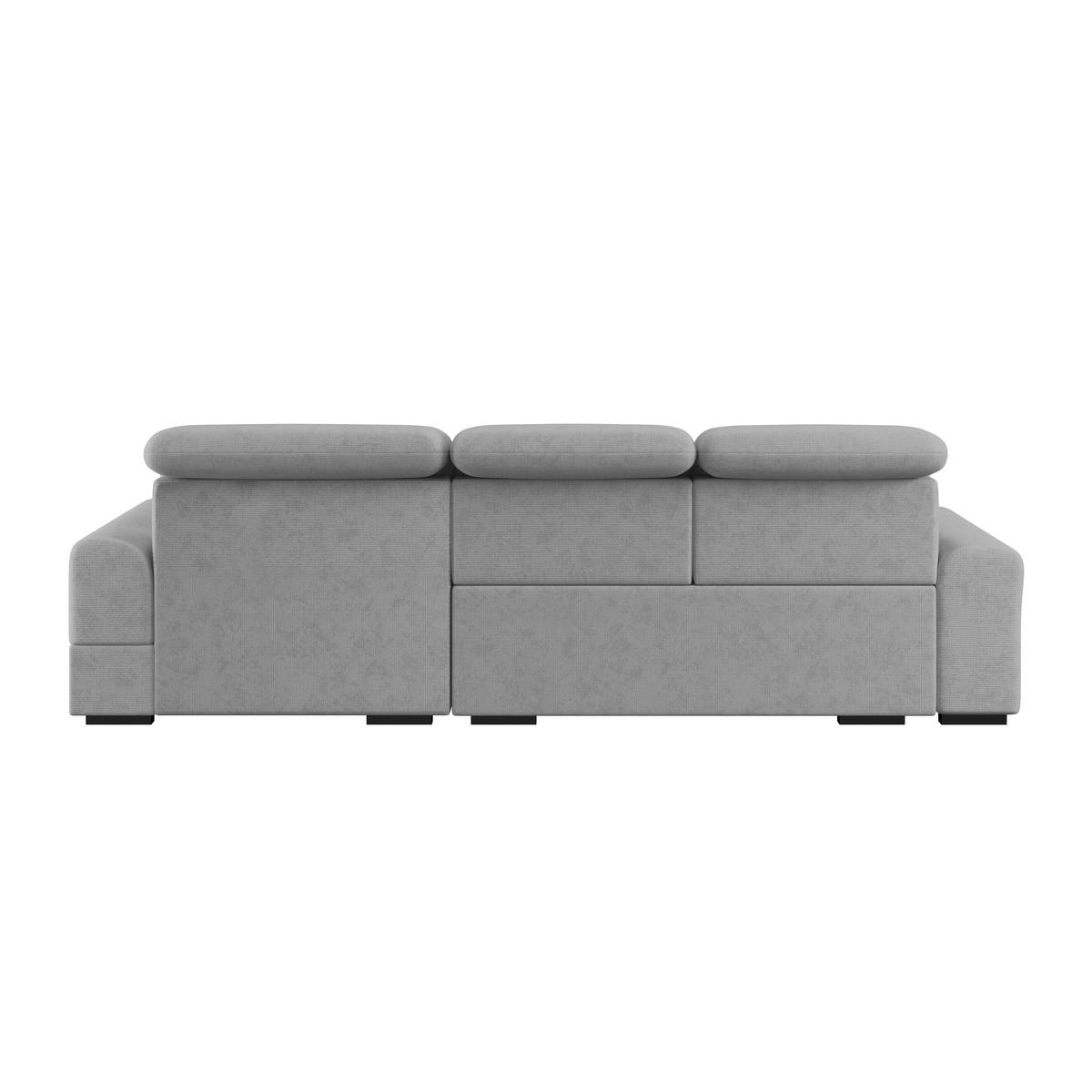 ECKSOFA Grau Chenille Rücken echt, Kopfteilverstellung  - Schwarz/Grau, KONVENTIONELL, Holz/Textil (286/203cm) - MID.YOU