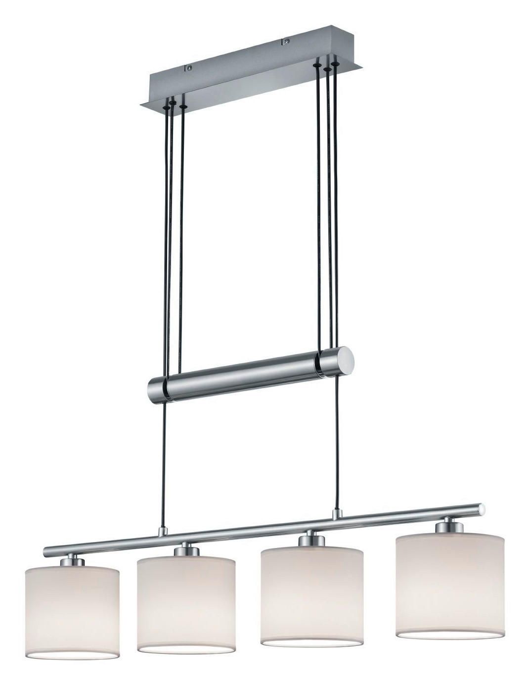 HÄNGELEUCHTE GARDA 77/95-150 cm   - Weiß/Nickelfarben, Design, Textil/Metall (77/95-150cm) - Trio Leuchten