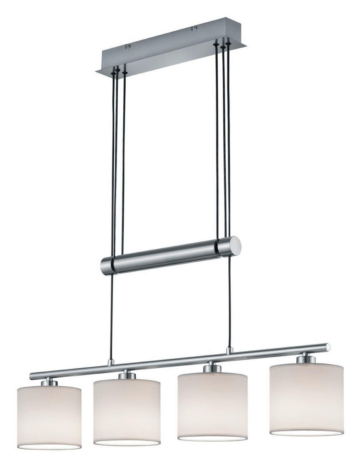 HÄNGELEUCHTE GARDA 77/95-150 cm   - Weiß/Nickelfarben, Design, Textil/Metall (77/95-150cm) - Trio Leuchten