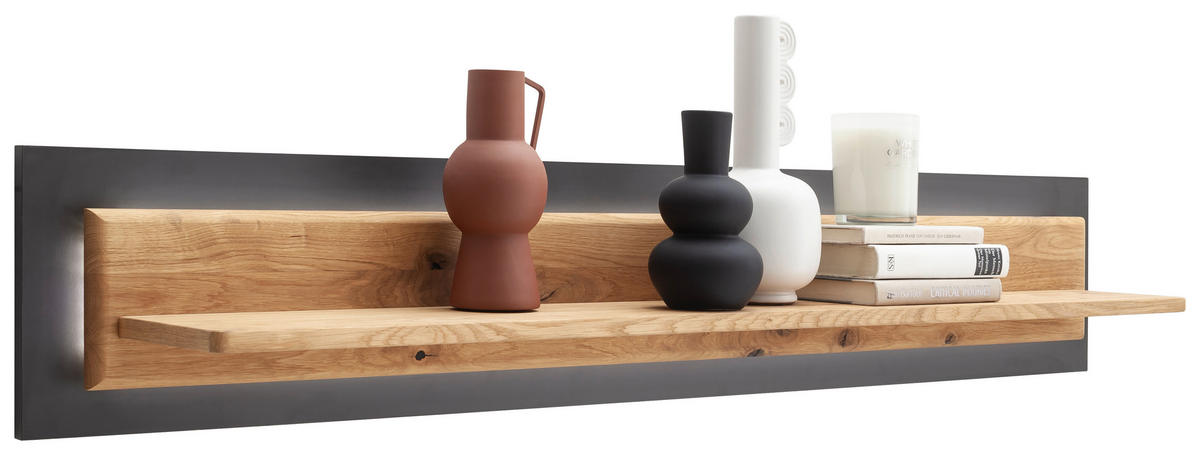 WANDBOARD in 150/26/23 cm Anthrazit, Wildeiche  - Wildeiche/Anthrazit, Design, Holz/Holzwerkstoff (150/26/23cm) - MID.YOU