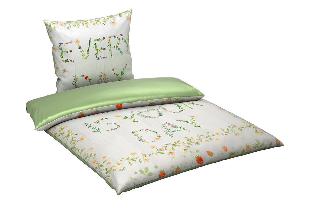 WENDEBETTWÄSCHE 135/200 cm  - Creme/Grün, Textil (135/200cm) - Esposa