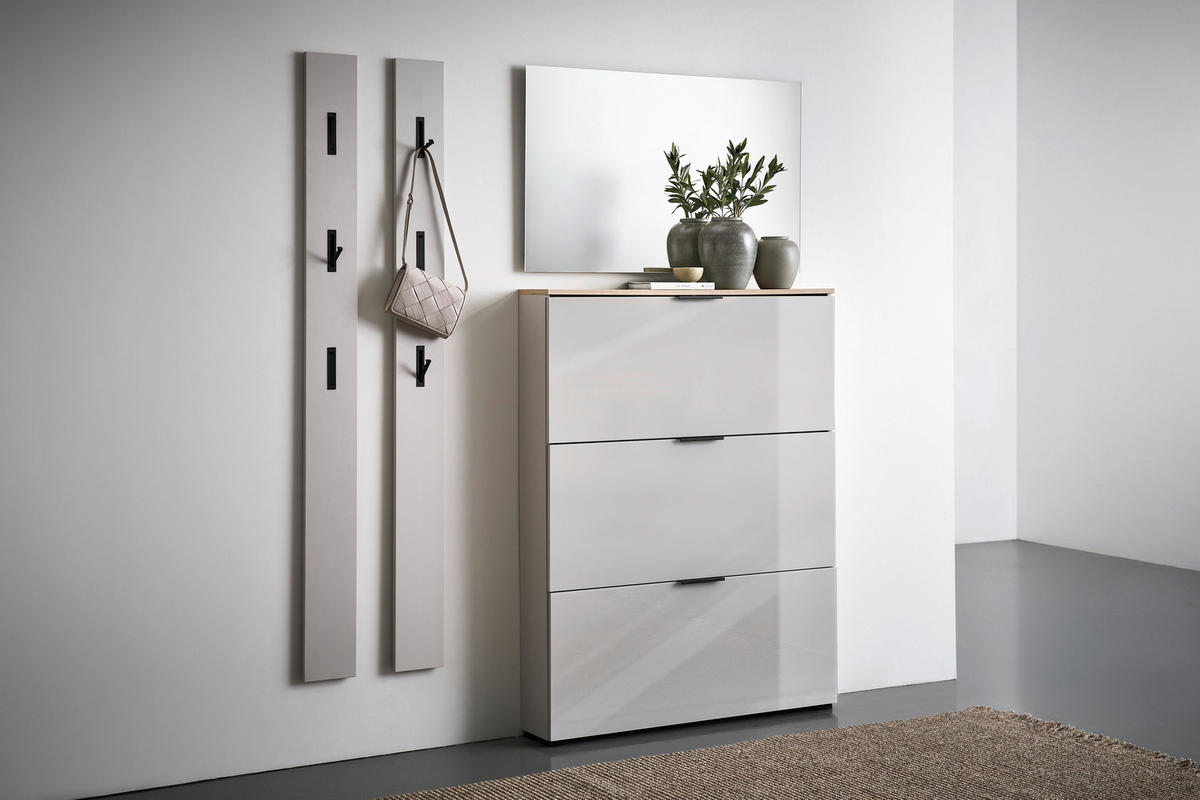 CIPELARNIK SA NAGIBNIM VRATIMA  boja hrasta, kašmir  staklo, pločasti materijal     - kašmir/boja hrasta, Dizajnerski, staklo/metal (100/129/19cm) - Voleo