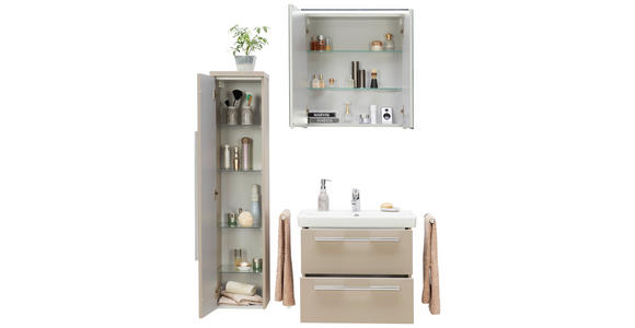 BADEZIMMER in 65 cm - Weiß/Grau, Design, Glas/Holzwerkstoff (65cm) - Novel