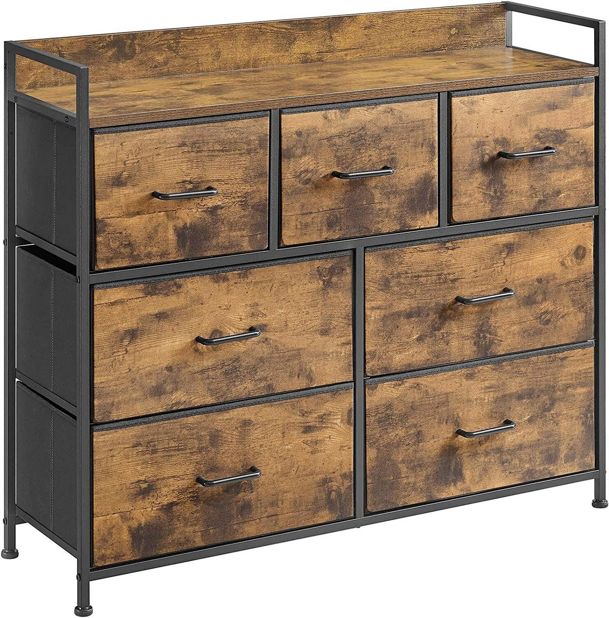 KOMMODE , 98/85/28.5 cm, 7 Schublade(n)  - Schwarz/Braun, Trend, Holzwerkstoff/Metall (98/85/28.5cm) - Boxxx