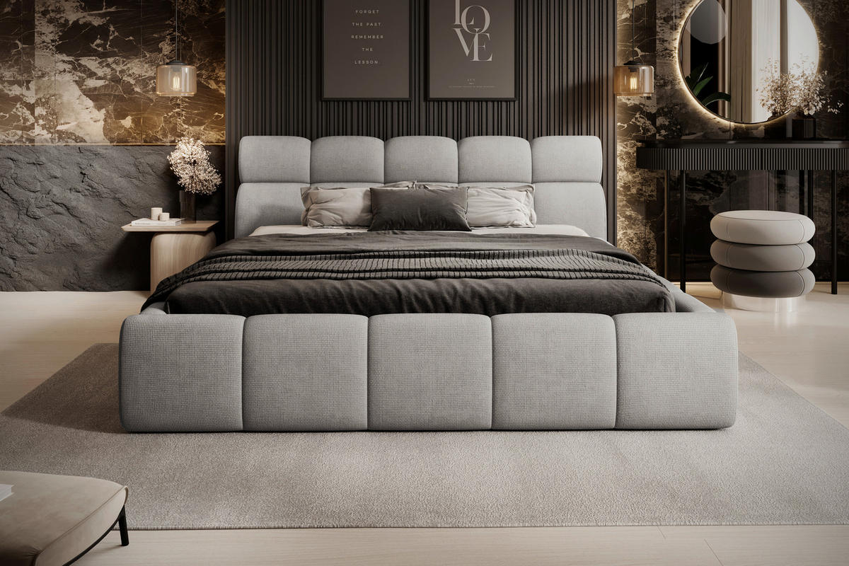 POLSTERBETT 180/200 cm,  in Beige,  - Beige/Schwarz, Design, Kunststoff/Textil (180/200cm) - Esposa