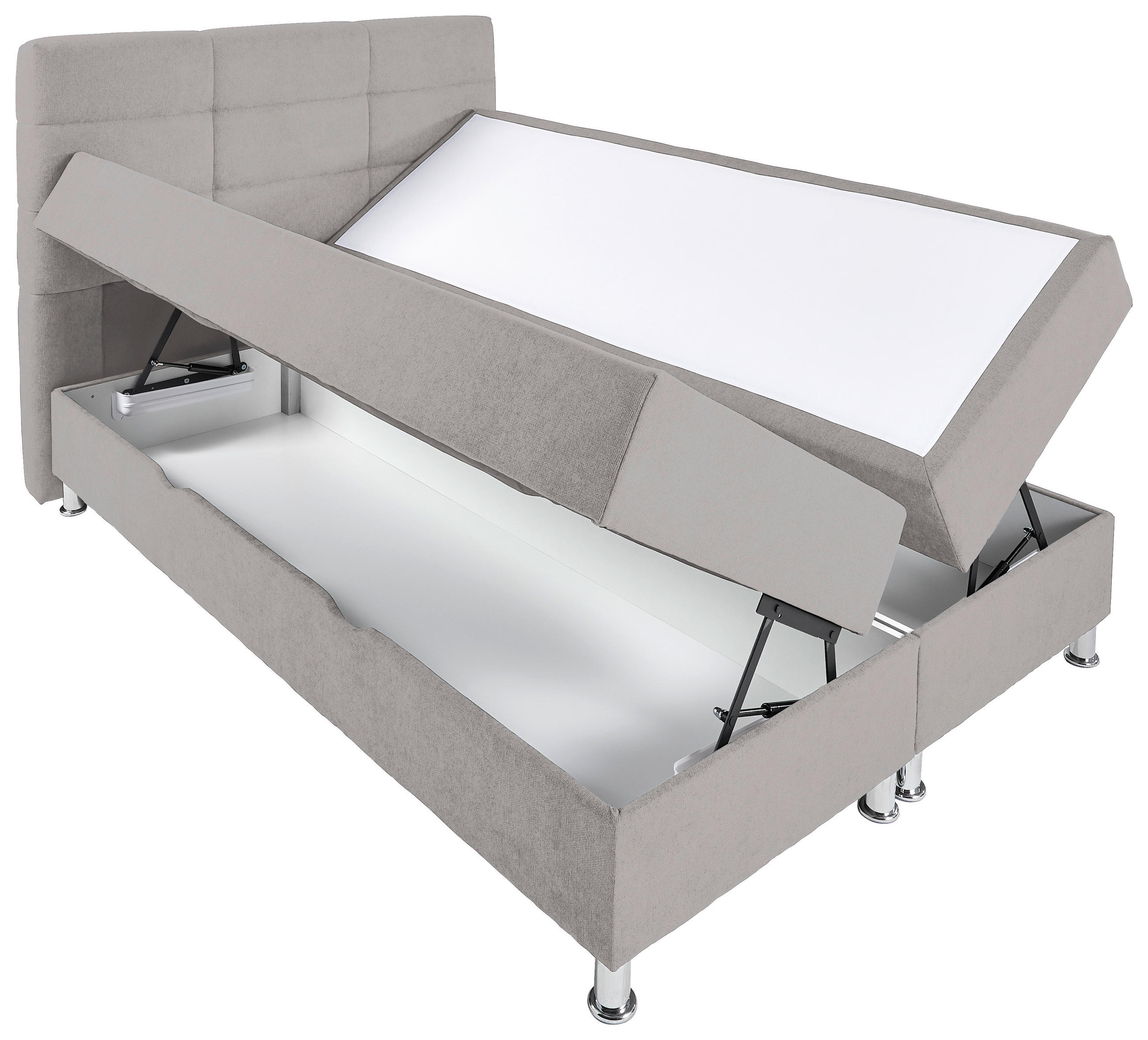BOXBETT 140/200 cm  in Grau  - Chromfarben/Grau, KONVENTIONELL, Textil/Metall (140/200cm) - Carryhome