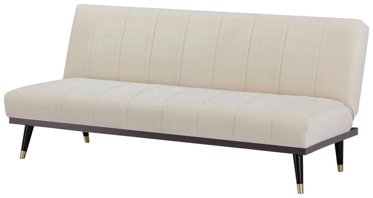 SCHLAFSOFA  in Velours Creme  - Creme/Schwarz, MODERN, Holz/Textil (181/82/83cm) - MID.YOU