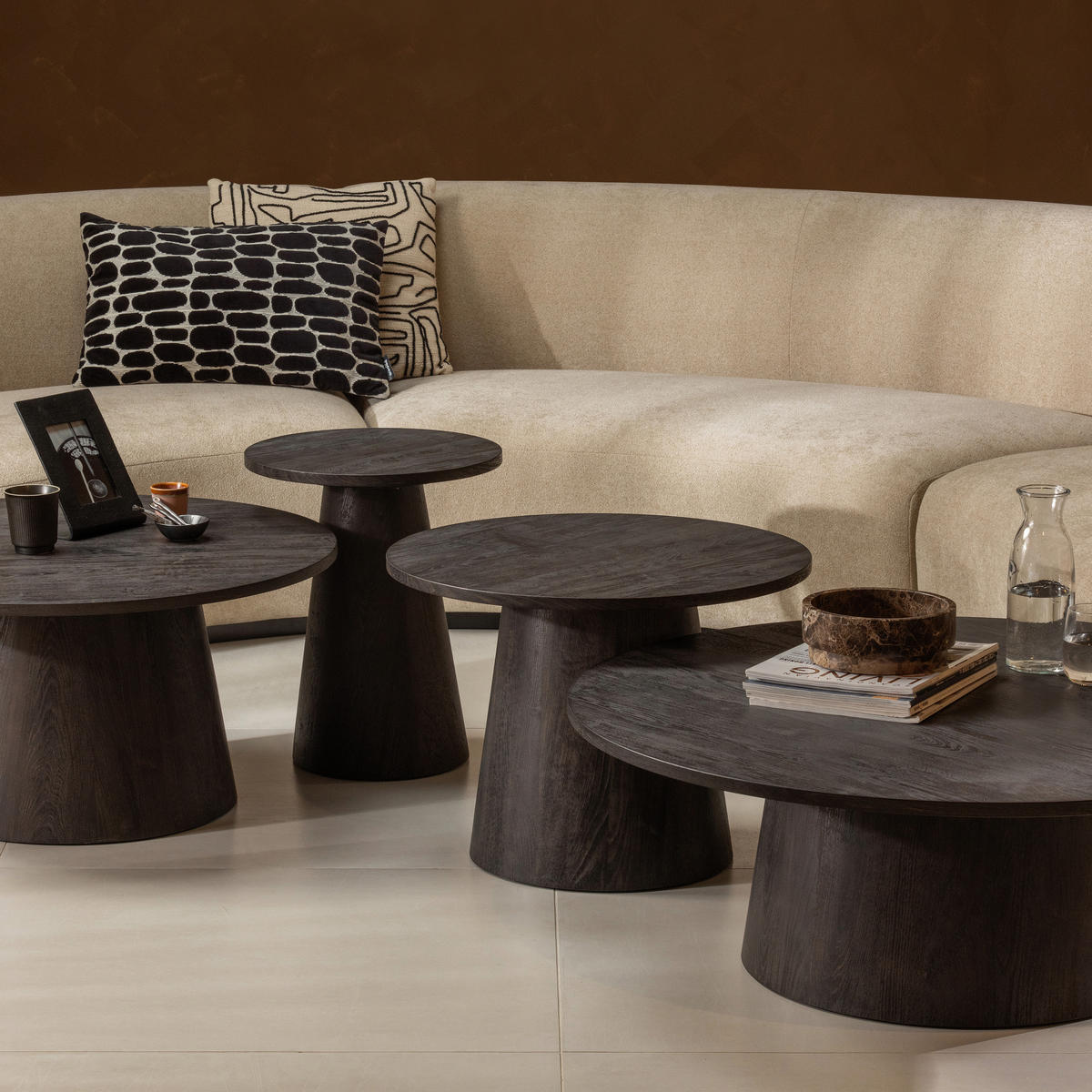 COUCHTISCH Vito 40/40/50 cm rund Dunkelbraun  - Dunkelbraun, Design, Holzwerkstoff (40/40/50cm) - Livetastic