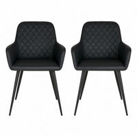 ARMLEHNSTUHL-SET 2 Stück  in Lederlook  - Schwarz, MODERN, Textil/Metall (57/87/65cm) - MID.YOU
