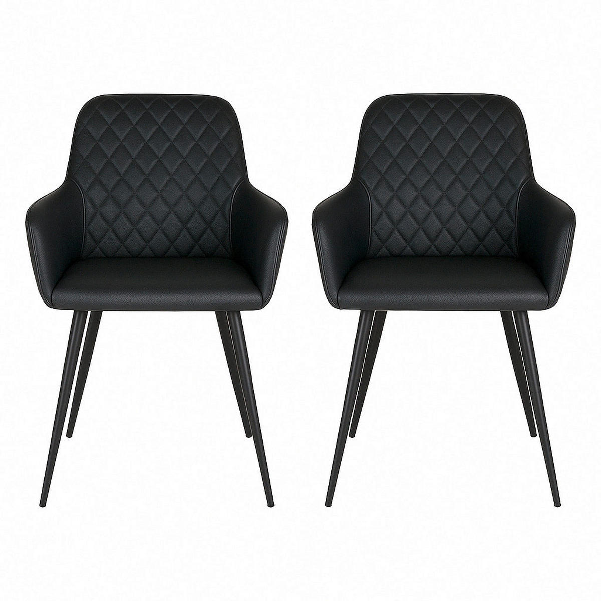 ARMLEHNSTUHL-SET 2 Stück  in Lederlook  - Schwarz, MODERN, Textil/Metall (57/87/65cm) - MID.YOU
