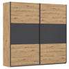 SCHWEBETÜRENSCHRANK in Grau, Alufarben, Eiche Artisan  - Alufarben/Eiche Artisan, Modern, Holzwerkstoff/Metall (218/210/59cm) - Rauch Möbel
