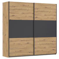 SCHWEBETÜRENSCHRANK in Grau, Alufarben, Eiche Artisan  - Alufarben/Eiche Artisan, Modern, Holzwerkstoff/Metall (218/210/59cm) - Rauch Möbel