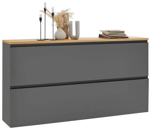HÄNGESCHUHSCHRANK Balkeneiche furniert Grau, Eichefarben - Eichefarben/Anthrazit, Design, Holz/Holzwerkstoff (160/83/31cm) - Dieter Knoll