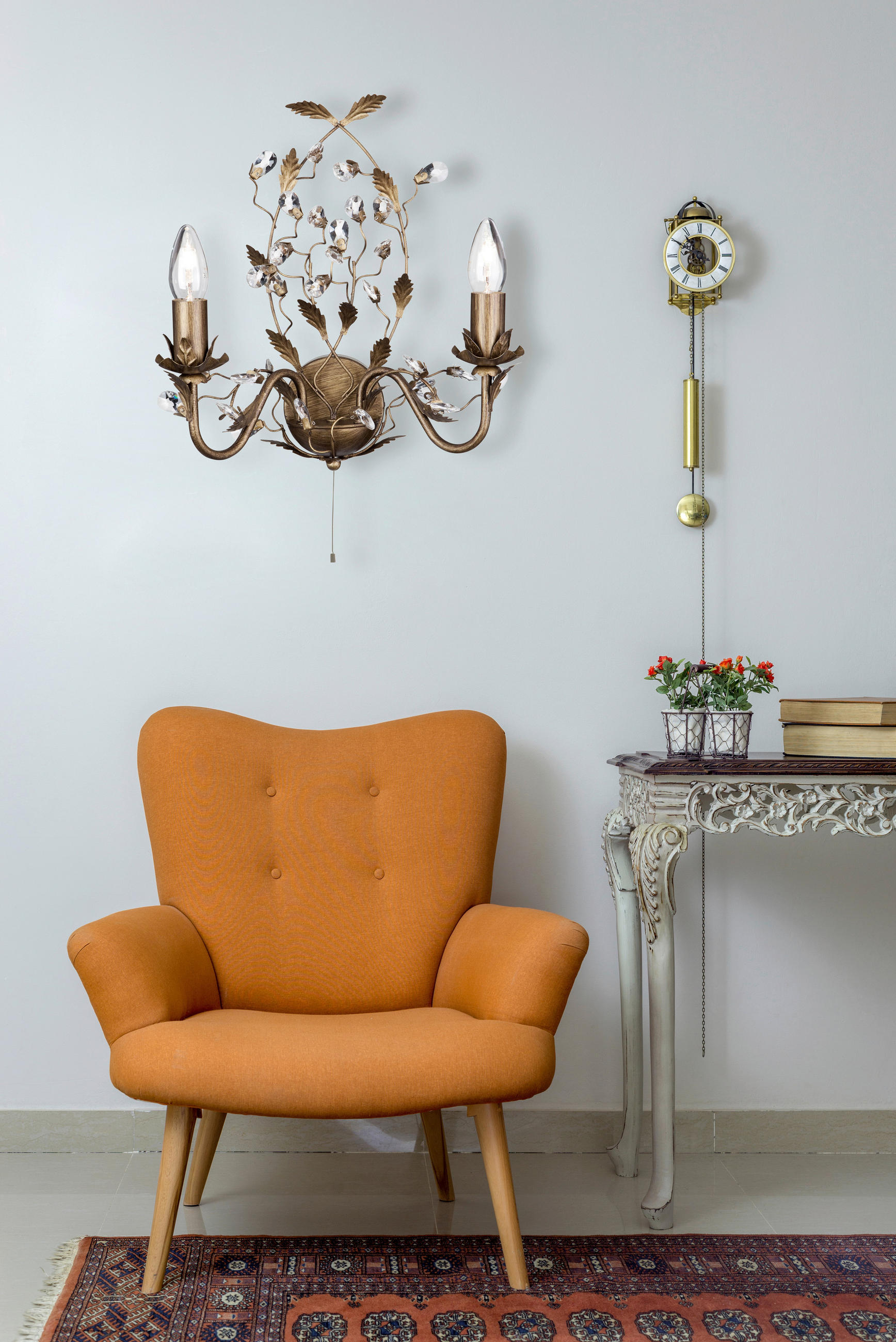 WANDLEUCHTE 37/40 cm   - Goldfarben/Braun, KONVENTIONELL, Glas/Metall (37/40cm)