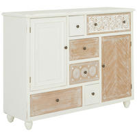 KOMODA, naravne barve, bela, svetlo rjava  - svetlo rjava/črna, Romantika, kovina/leseni material (123/95/40cm) - Landscape