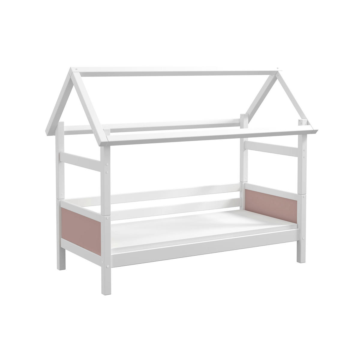 HAUSBETT 90/200 cm,  in Rosa, Weiß, Rollrost  - Rosa/Weiß, MODERN, Holz (90/200cm) - Chameo