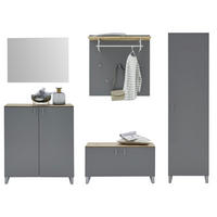 GARDEROBE 5-teilig  in 260/192/36 cm  - Eichefarben/Grau, Design, Holz/Holzwerkstoff (260/192/36cm) - Dieter Knoll