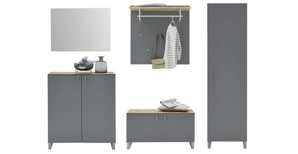 GARDEROBE 5-teilig in 260/192/36 cm - Eichefarben/Grau, Design, Holz/Holzwerkstoff (260/192/36cm) - Dieter Knoll