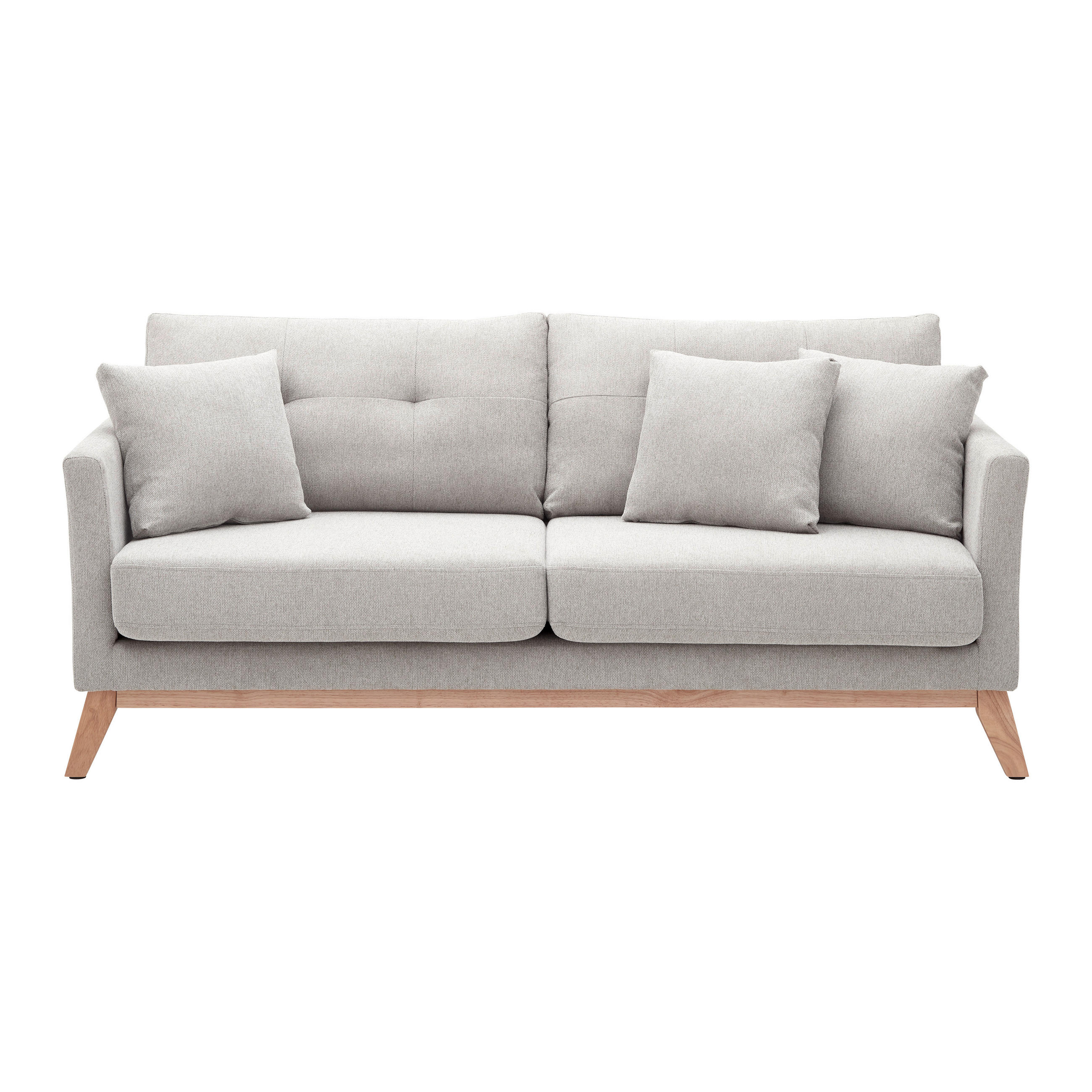 DREISITZER-SOFA Leinenoptik Hellgrau  - Hellgrau, MODERN, Holz/Textil (179/80/81cm) - Bessagi Home